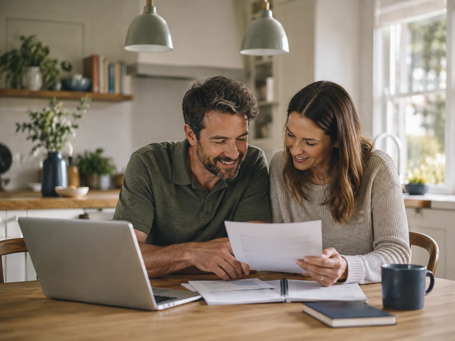 Couple at home after getting their mortgage